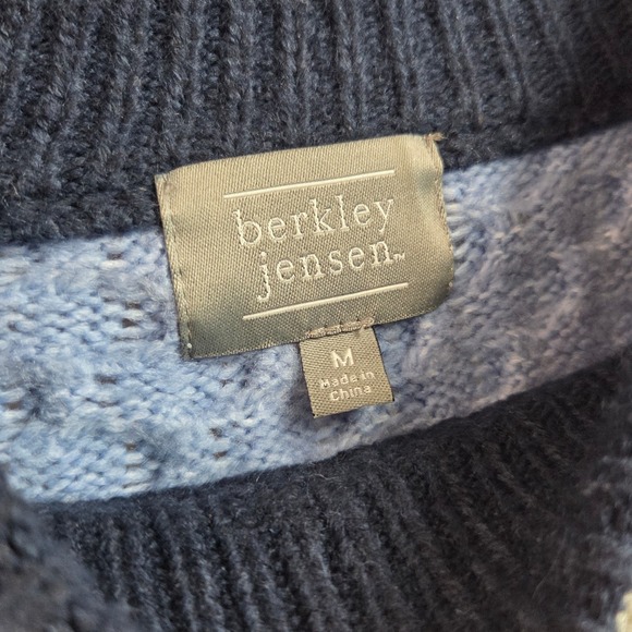 Berkley Jensen Striped Mock Neck Textured Knit Sweater Blue Multi Size M - Picture 6 of 7